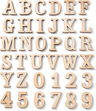 124 Pcs Unfinished Wood Alphabet Letters Numbers, 1-5/8 Inch Wooden Letters
