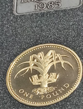1985 PROOF £1  Crowned Welsh Leek 1 One Pound Coin Brilliant Uncirculated