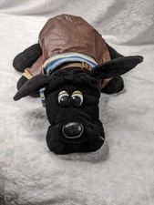 VTG Tonka Pound Puppie Black  Puppy Dog Leather jacket Collar 17” Plush Toy 1985