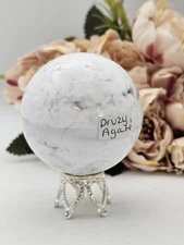 ✨️SALE✨️ Druzy crystal white agate Sphere Plume 233g 5.6cm