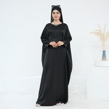 Rhinestone Long Dress Batwing Sleeve Abaya Muslim Women Kaftan Evening Gown Arab