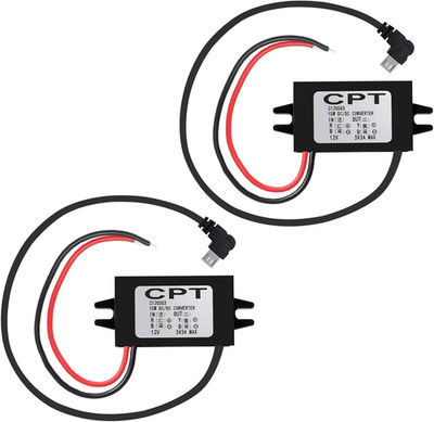 2Pcs DC-DC 12V to 5V Micro USB Converter Right Angle Step-Down Power Converter 3