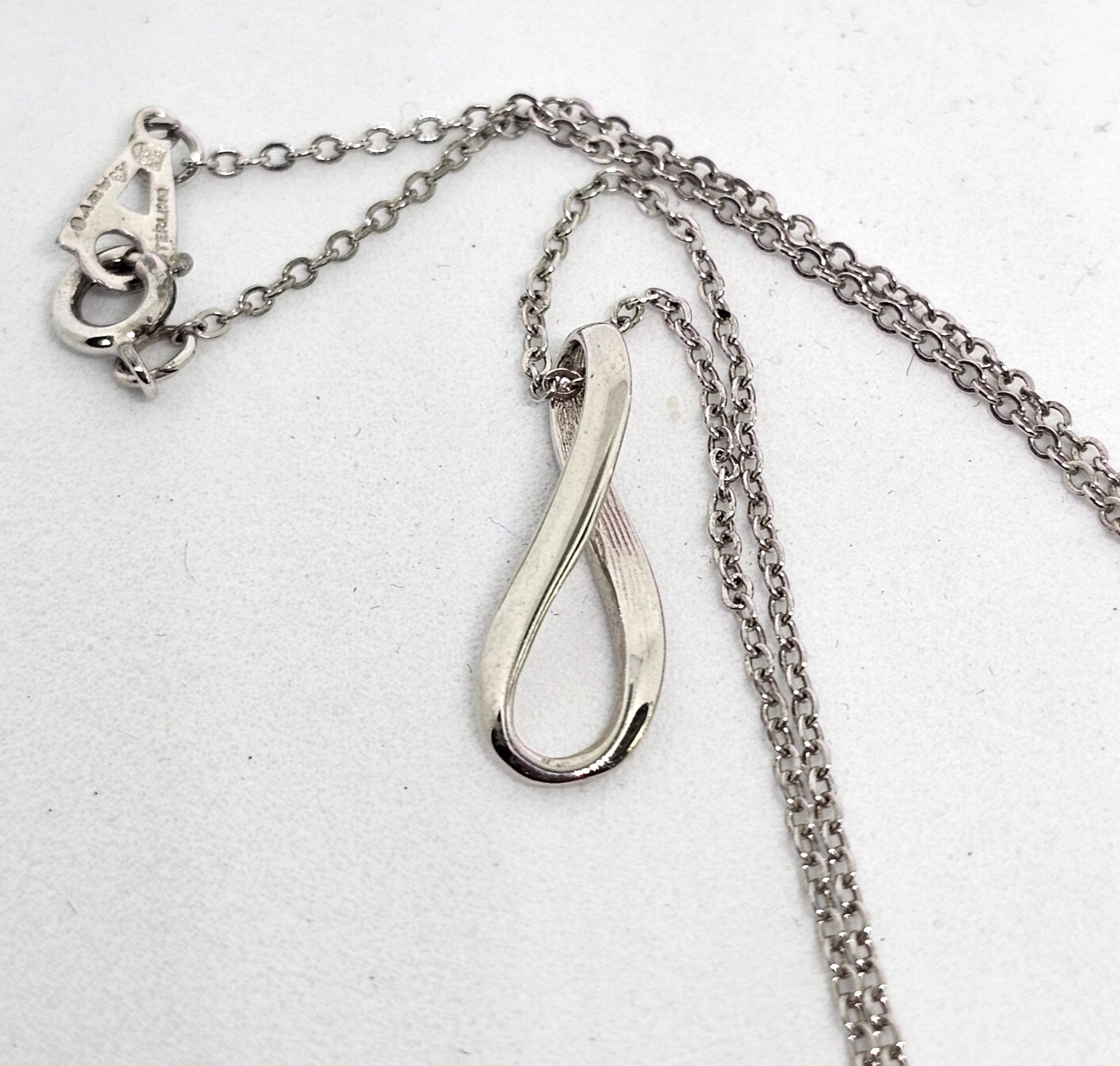 Solid Sterling Silver Abstract Infinity Pendant &… - image 4