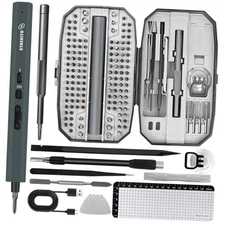  Mini Electric Screwdriver, 155 in 1 Electric Precision Screwdriver Set Grey