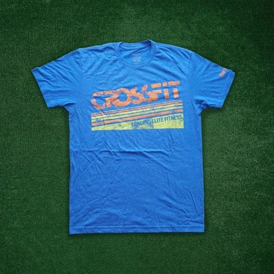 Reebok Men's CrossFit ''Forging Elite Fitness'' Distressed Graphic Blue T-Shirt