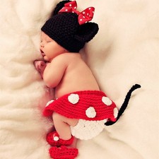 Newborn Baby Costume Photography Prop Outfit Set Hat Dress Underpant Shoes 