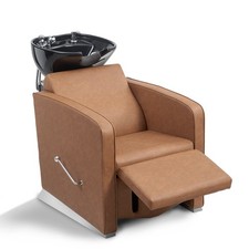 Salon Professional Shampoo Chair with Ceramic Bowl, Faucet  Adjustable Footrest