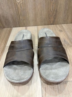 MERRELL J344737C Men's SLATE BLACK Brown Leather Sport Slide Sandals Size 14