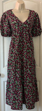 Asos Maternity Floral Print Dress Size10 Tiered Ruffle Puff Sleeve