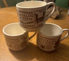 Sears Roebuck Catalog 1906 Ceramic Coffee Mug Cup USA Advertising Vtg Set of 3
