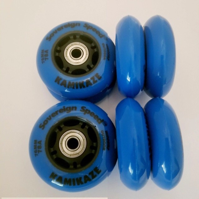 8x 76mm IndoorOutdoor Inline Skate Wheels w Bearings rollerblade
