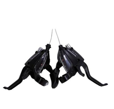 Levier De Vitesse/manette P2R VTT 3x8 Vitesses - Noir Alu, Pour Frein V-Brake, Compatible Shimano