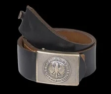 POST WAR WEST GERMAN ARMY LEATHER BELT + BUCKLE SIZE MEDIUM 100cm 39" INCHES