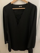 Urban Outfitters Ecote Black Cage Front Lace Up Bell Sleeve Tunic Dress Size S