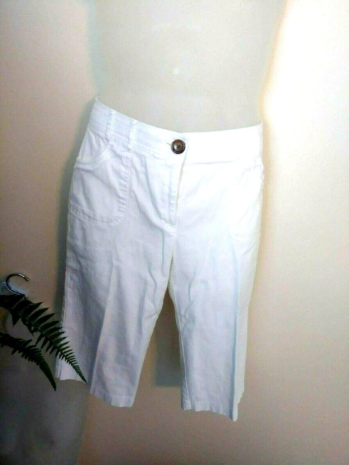 Vintage Counterparts Capri Pant Womens 12P White Cotton Comfort Waist Spandex