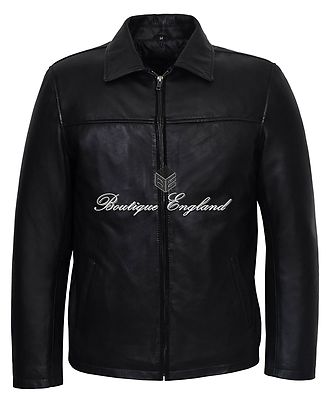 Herren Klassischer Stil Schwarz Leger Weich Designer Lammleder Leder Jacke 1152