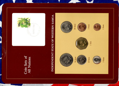 Coin Sets of All Nations W. Samoa UNC 1,2,5,10,20,50 Sene 1974 Tala 1984