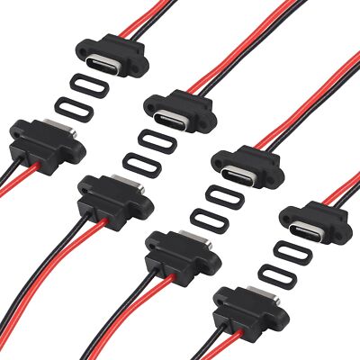8pcs USB Connector Type-C Female Chassis 2 Pin for DIY Waterproof 2P Solder W...
