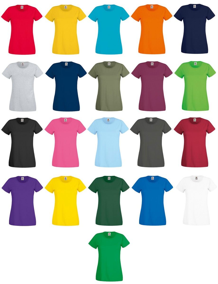 Fruit Of The Loom T-shirts Femme Lot De 5 | Valueweight Lady-fit | Col Rond Confortable Pack 5 T-shirts Col Rond
