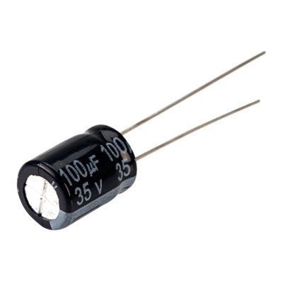 2 Condensateurs électrolytiques 100µF 35V Radial 105°C - Neufs SR Passives