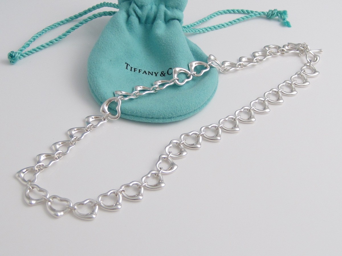 Tiffany & Co Silver Peretti Open Heart Toggle Necklace! | eBay