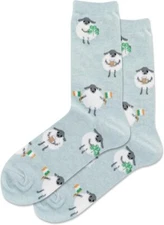 Hot Sox Women's Fuzzy Irish Sheep Crew Sock 1 Pair, Mint Melange, Women's 9-11