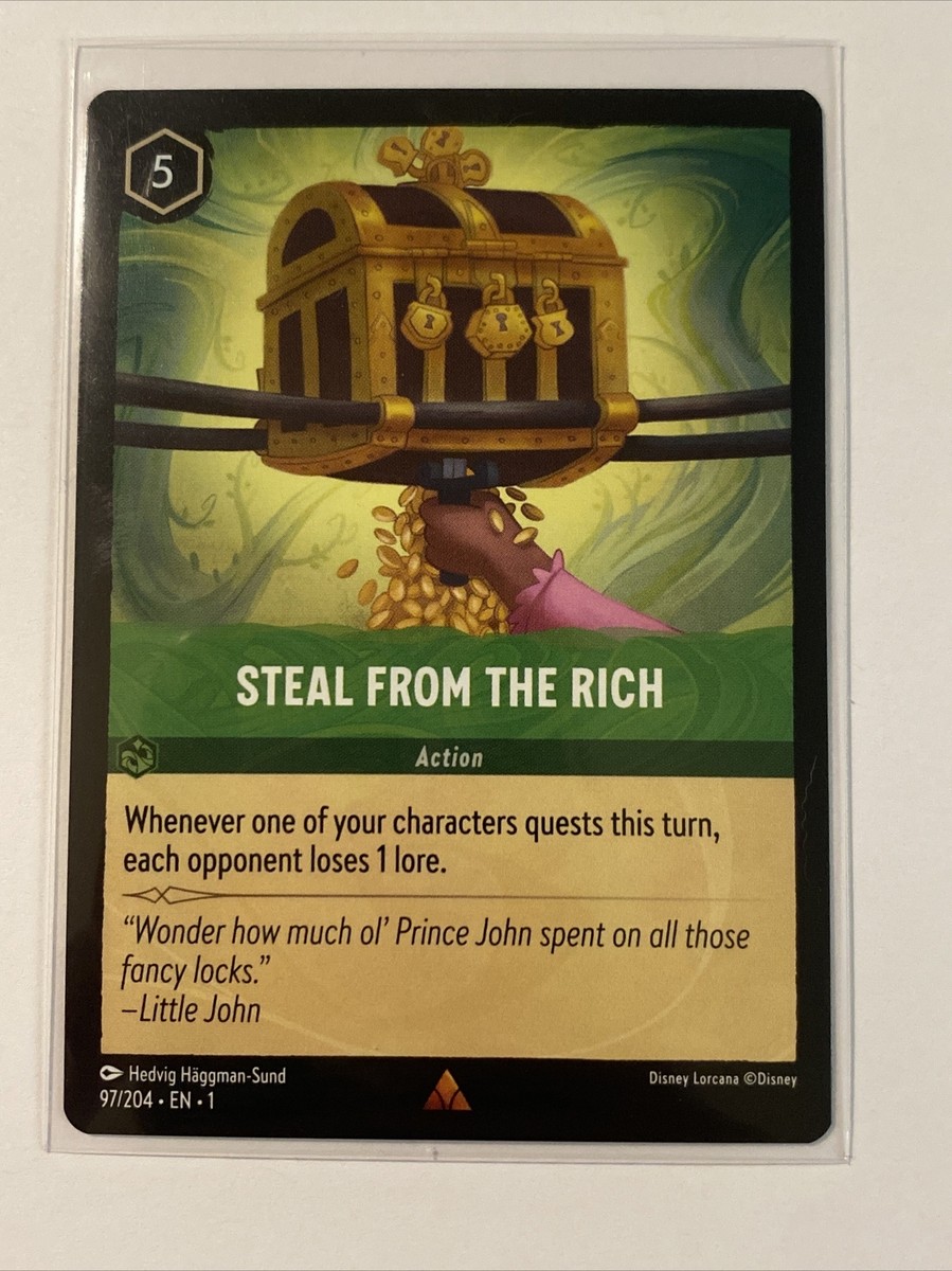 Disney Lorcana Steal From The Rich 97/204 Rare NM Card Regular disney robin  hood