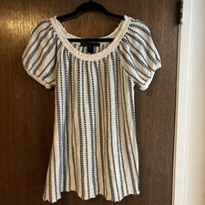 marc by marc jacobs short ballon sleeve stripe pattern knit sweater sz L