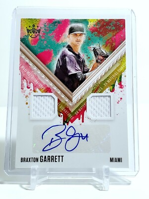 Braxton Garrett 2021 Panini Diamond Kings Material Signatures Miami Marlins 