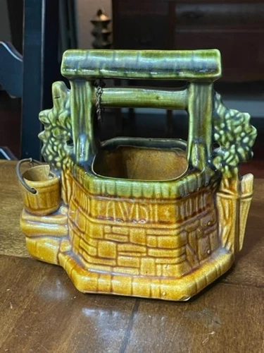 Vintage McCoy Oh Wishing Well Grant A Wish To Me Planter  USA Pottery