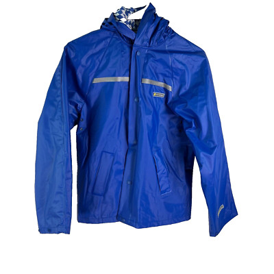 Stearns Kids Long Sleeves Waterproof Full Sleeves Hooded Blue Rain Coat Size S/M