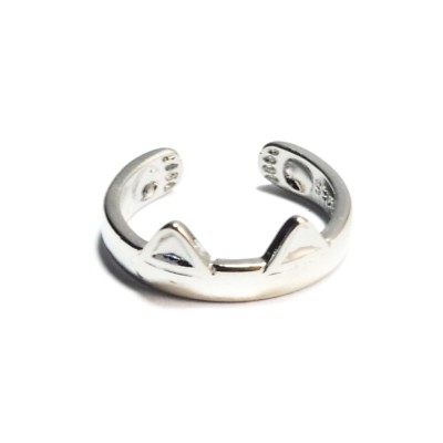 Adjustable Cat Ring with paw prints sterling overlay