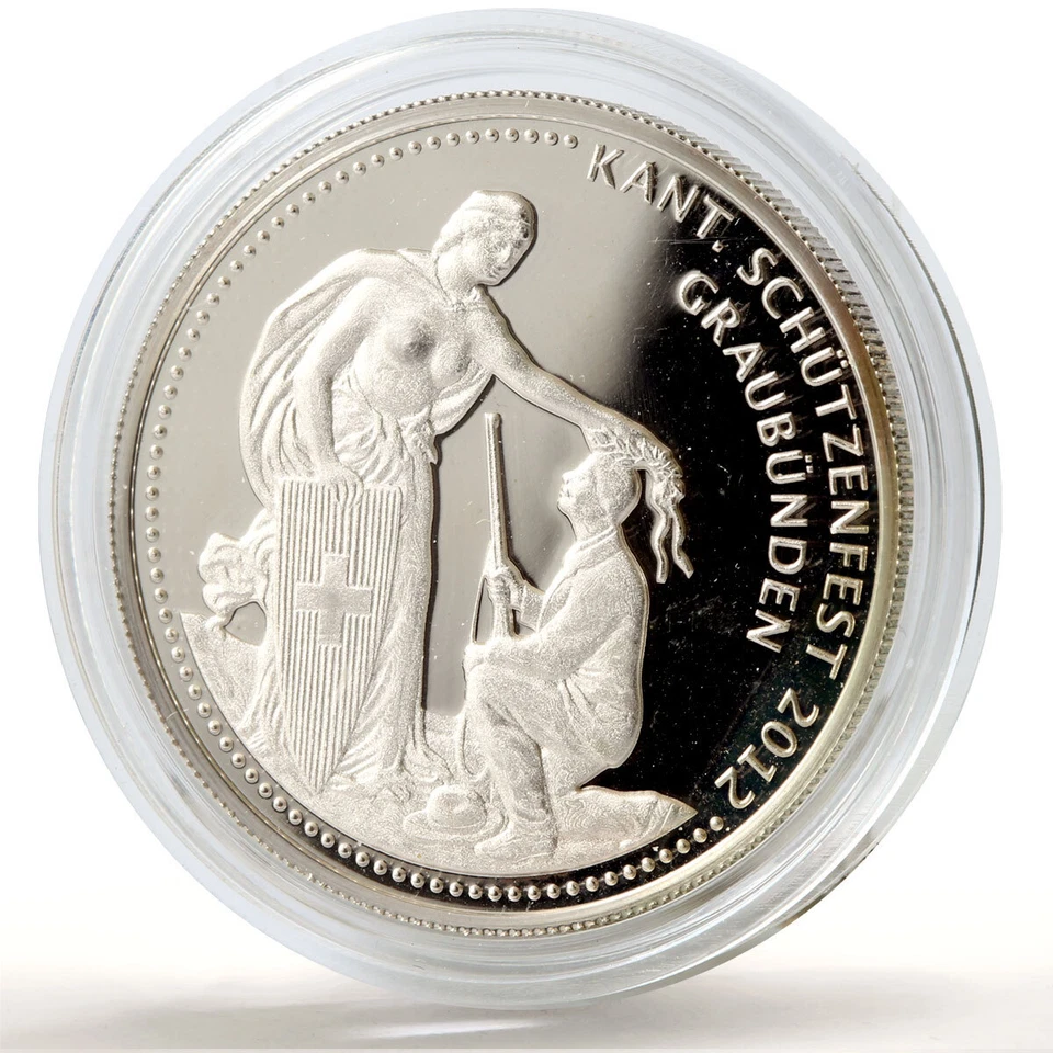 Switzerland 50 francs Graubunden Shooting Festival Thaler proof silver coin 2012 - Image 3 of 3
