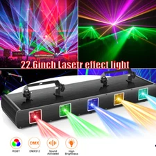 UKING 5Lens RGBY DMX Stage Light w/ Laser Effect Projector Disco Party Lighting
