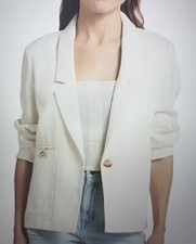 Madewell Chicago Traveler Linen Blend Blazer Bright Ivory Size Small