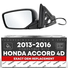 Driver Mirror for Honda Accord - Power, Manual Fold, Aspherical Glass - Drive...