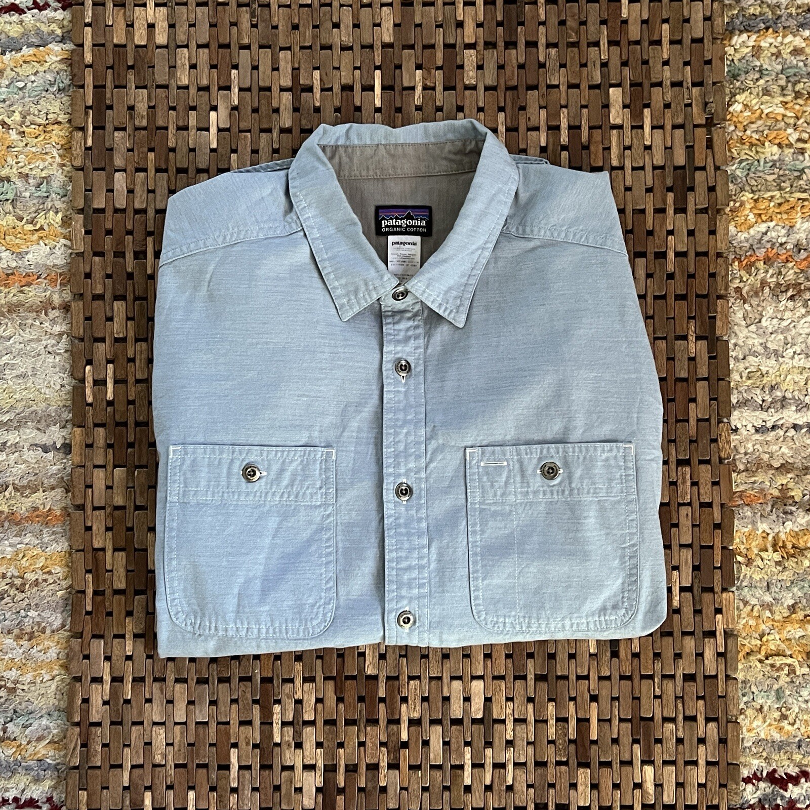 Patagonia Blue Chambray Button Down Shirt Jacket Men’… Gem