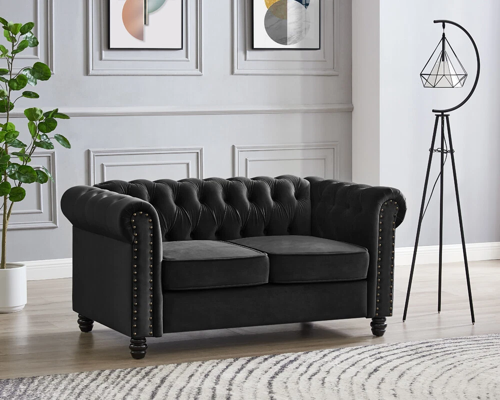 New Tufted Chesterfield Velvet Sofa Set – 3-Seater and 2-Seater Couch ...