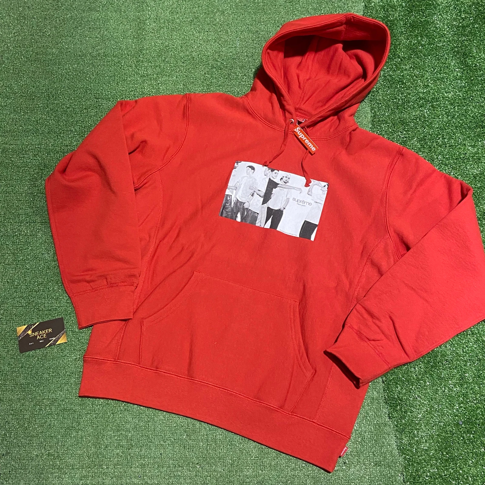Sweat à capuche Supreme Classic Ad rouge : L
