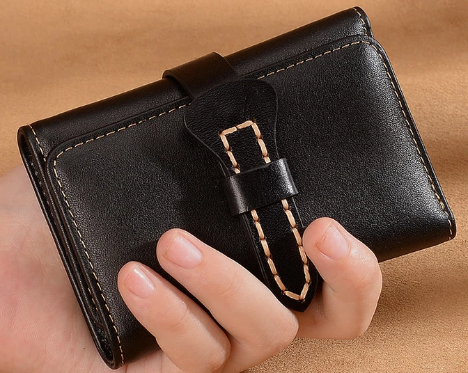 Hombres Mujeres Caja de Llaves Estuche Portatarjetas de Identificación Bolsillo Vaca Cuero Bolsa Bolso Negro H556 Foto 3 de 4