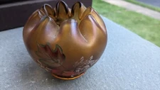 FENTON AUTUMN GOLD  Handpainted LEAVES  Rosebowl 