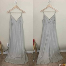 NWOT Jenny Yoo Silver Gown Bridesmaid Dress Maxi Spaghetti Strap Size 10 Woman's