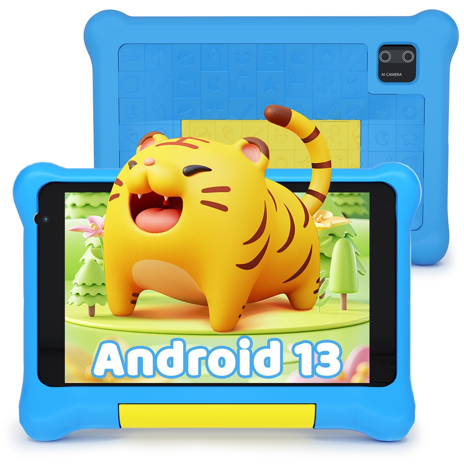 2025 Kids Tablet 10 inch Android 13 Tablets 8+64GB with Shockproof Blue ＆ Pink