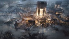 Landscape art illustration city cityscape futuristic Custom Gaming Mat Desk