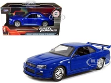BRIAN'S NISSAN SKYLINE GT-R R34 BLUE FAST & FURIOUS 1/32 DIECAST BY JADA 97185