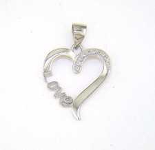 Love Cubic Zirconia Heart Pendant Sterling Silver