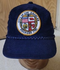 Vintage City of Los Angeles Corduroy Trucker Baseball Cap Hat Exct