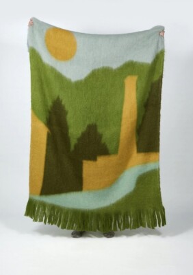 Mantas Ezcaray Sunrise Mohair  Green Views Collection 130x220cm Throw Blanket
