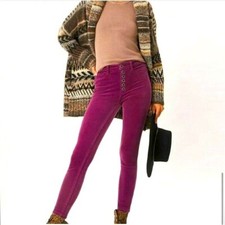Anthropologie Pilcro high rise skinny button fly corduroy pants Plum Purple 27