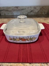 Vintage Corning Ware Spice of Life L'Echalote  Casserole Dish With Lid - 1 Quart